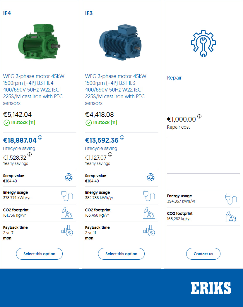 ERIKS TCO calculator example